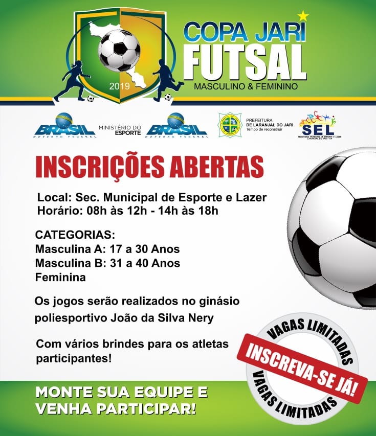 Prefeitura abre inscrições para Copa Jari de Futsal 2019